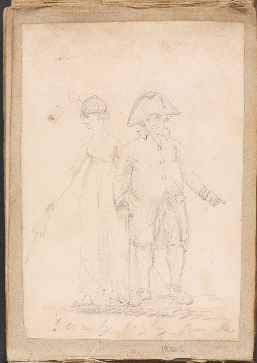 Uma senhora e um cavalheiro em traje civil de Unknown artist
