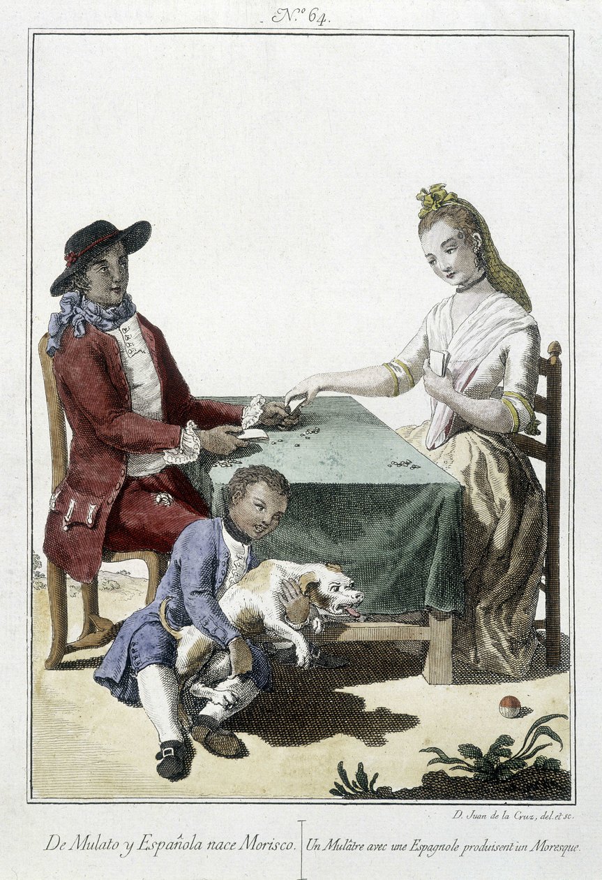 Um mulato e um espanhol dão à luz um mouro - gravura de Unknown artist