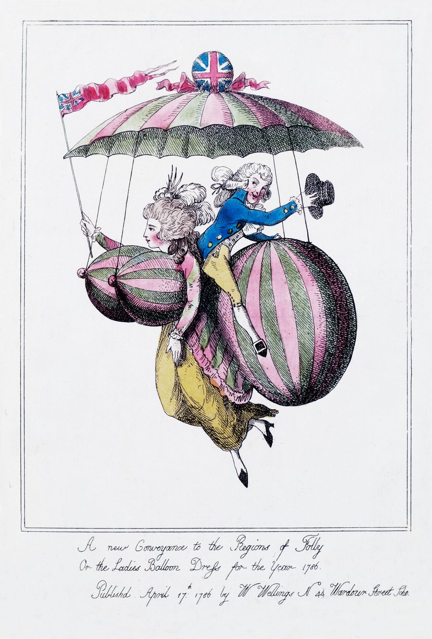 "Um novo transporte nas regiões de loucura, ou o vestido de balão feminino para o ano 1786 de Unknown artist