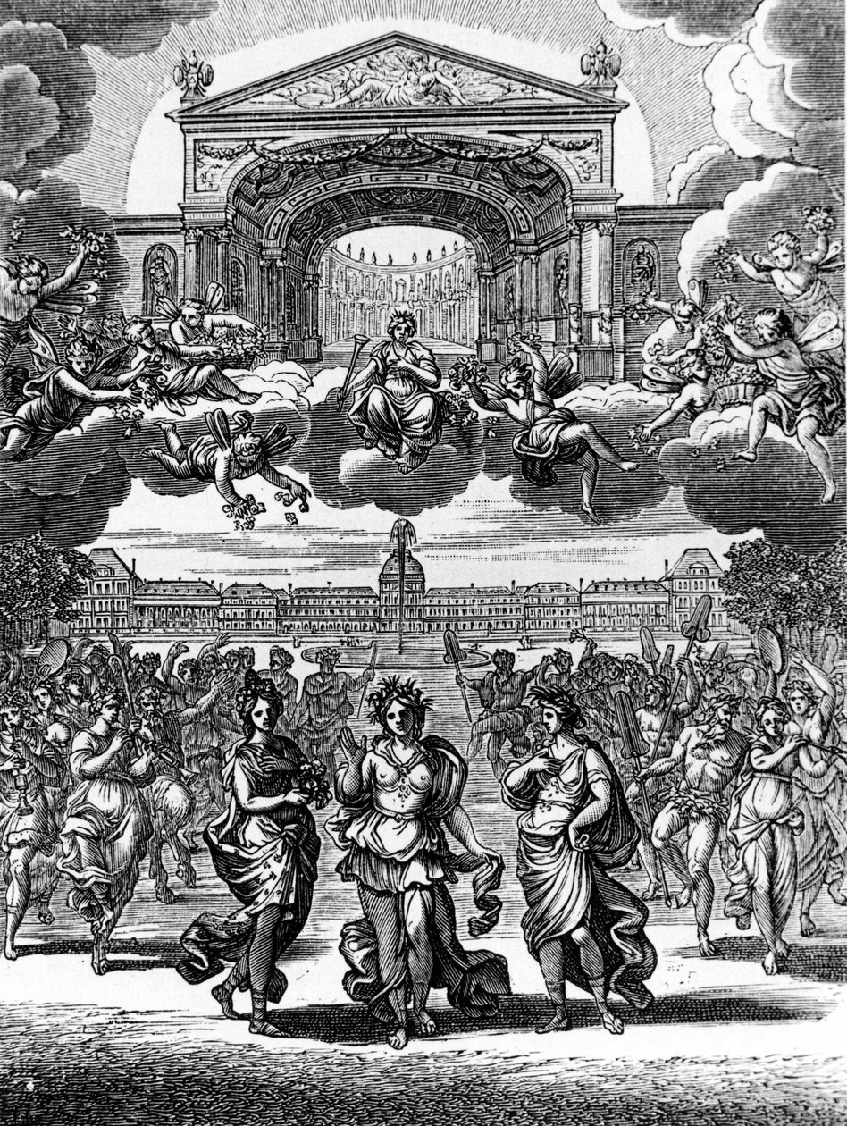 Uma cena de Alceste de Jean Baptiste Lully (Giovanni Battista Lulli) (1632-1687). de Unknown artist