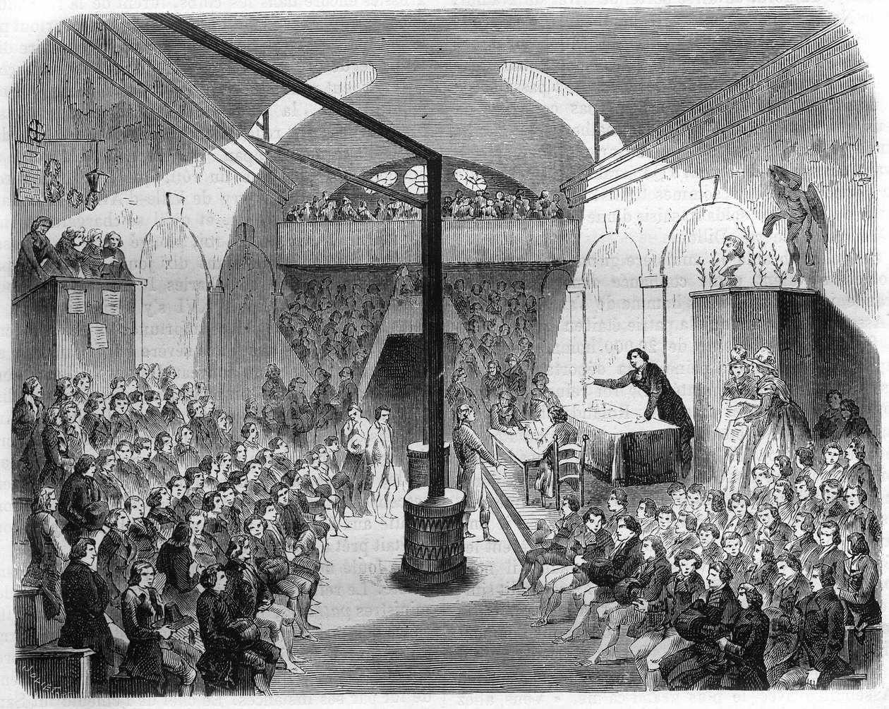 Uma sessão no clube de Jacobins, durante a Revolução de 1789. Gravura de 1844. de Unknown artist