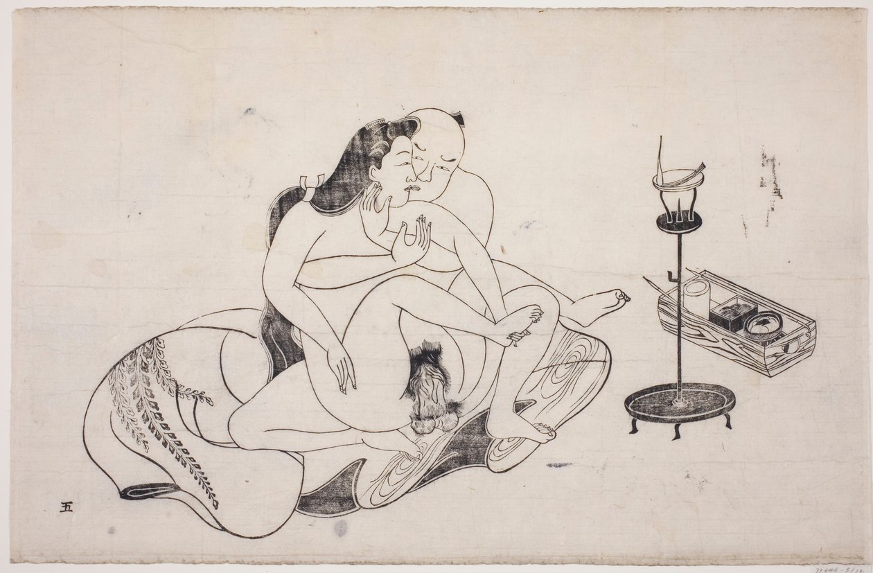 Uma folha de um álbum de shunga de Unknown artist