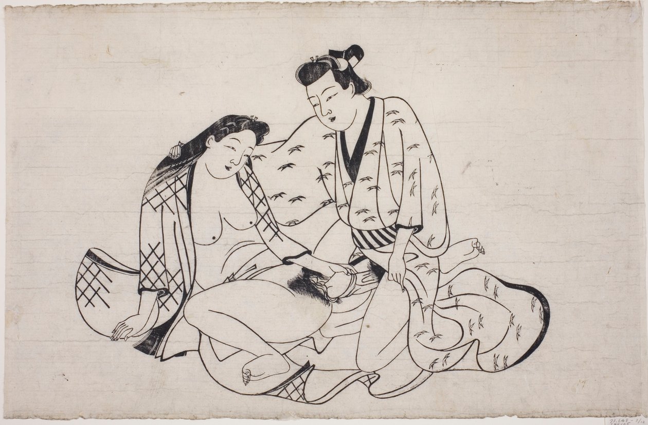 Uma folha de um álbum de shunga de Unknown artist