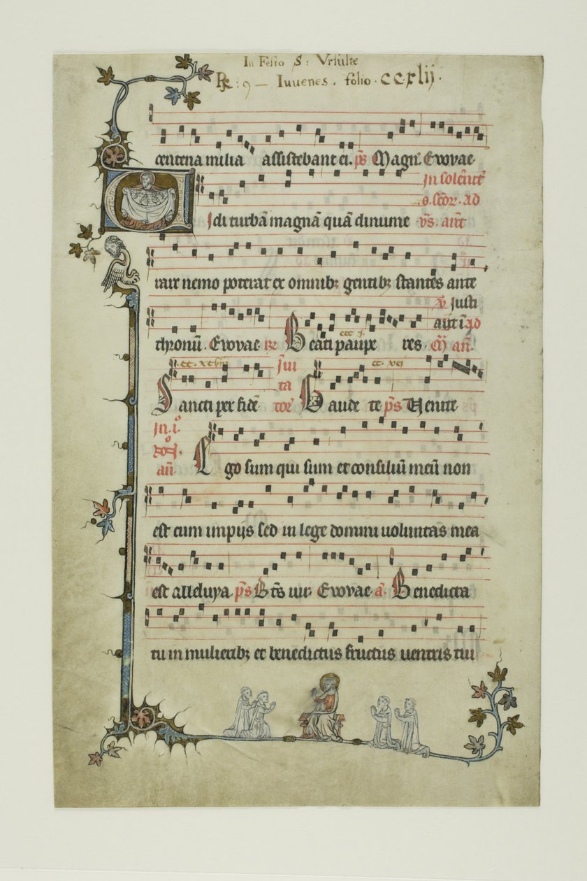 Abraão atraindo os filhos de Israel para o seu peito e Cristo com monges ajoelhados, de um antifonário de Unknown artist