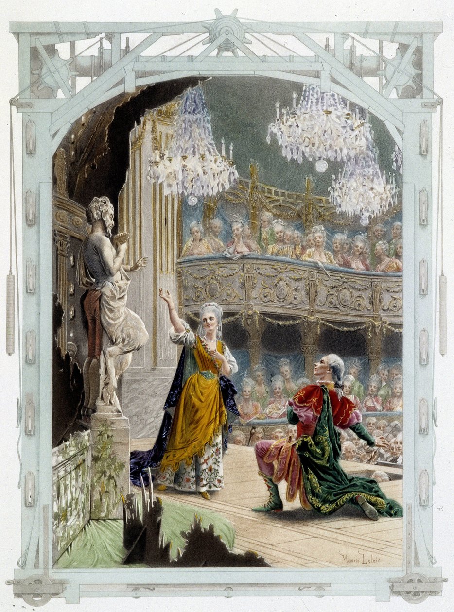 Actores numa cena de teatro - em "Uma mulher de qualidade no século passa". de Unknown artist