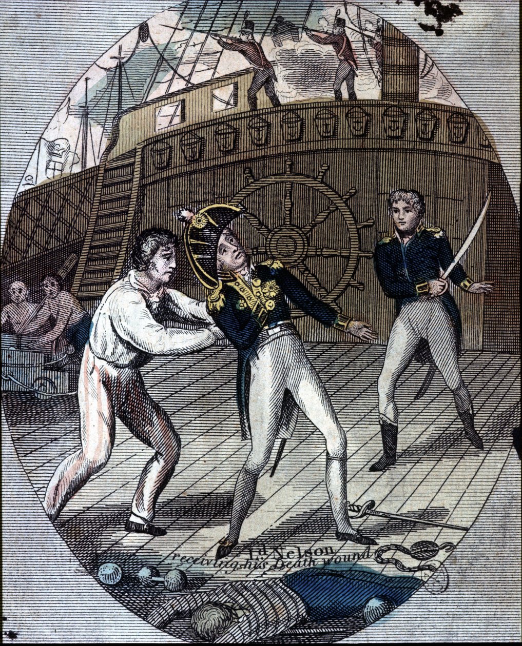 A morte do Almirante Nelson na Batalha de Trafalgar, a bordo do seu navio, o "Victory" (21 de Outubro de Unknown artist