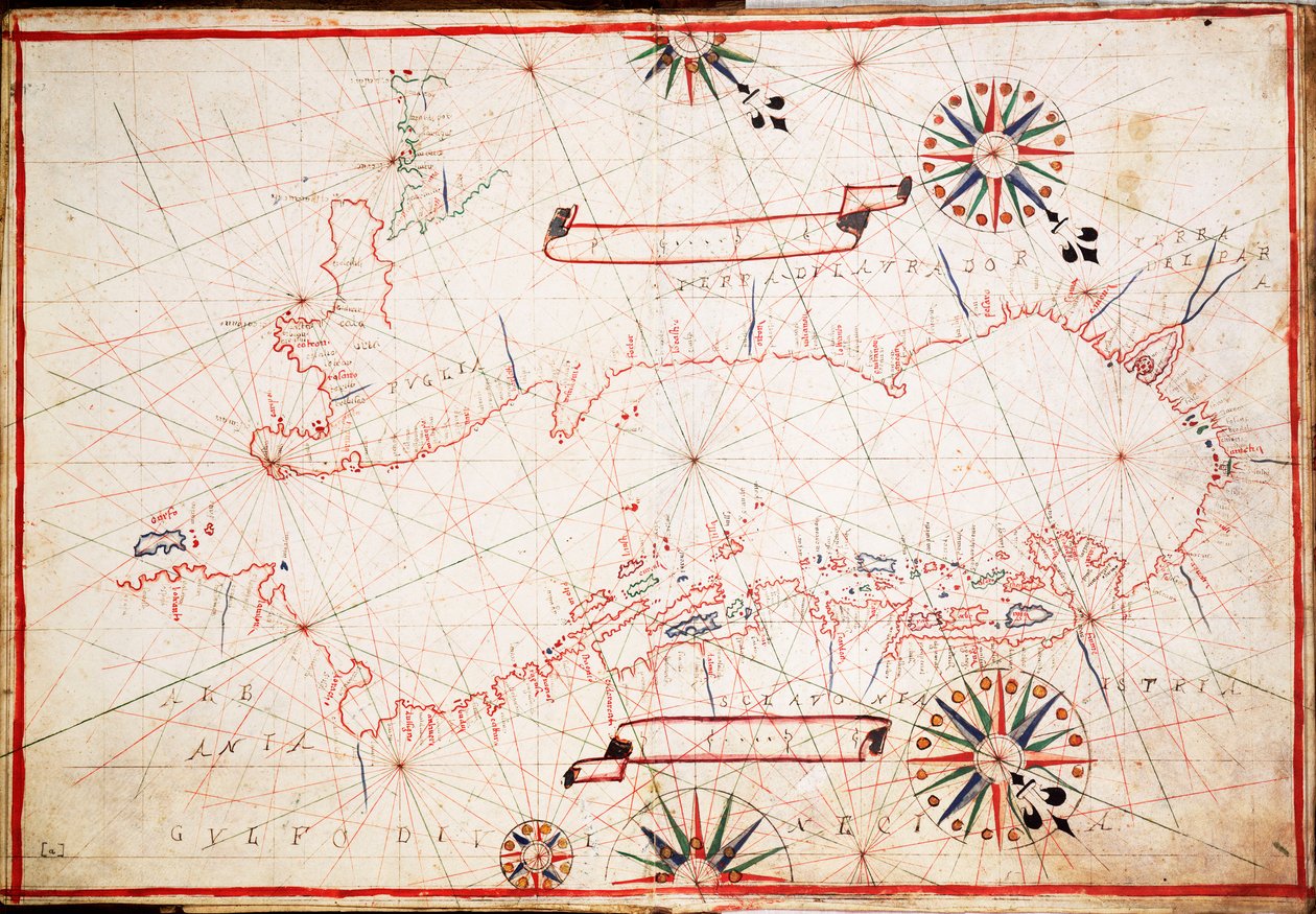Carta do Adriático, c.1620 (velino) de Unknown artist