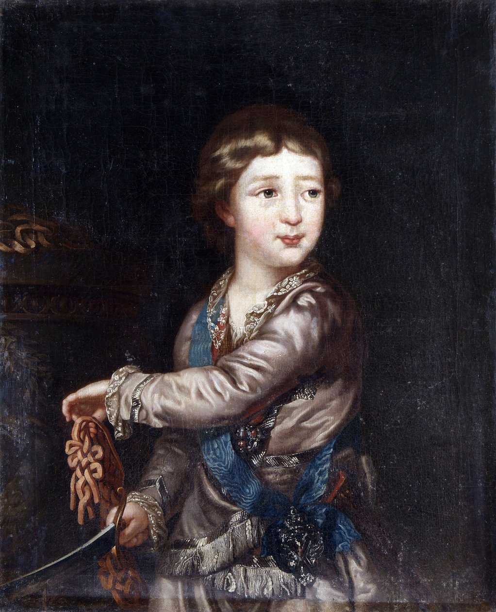 Alexandre Pavlovitch Romanov (Alexandre I de Russie) - Retrato do Grão-Duque Alexander Pavlovich (1777-1825) como Criança, Anónimo. Óleo sobre tela de Unknown artist