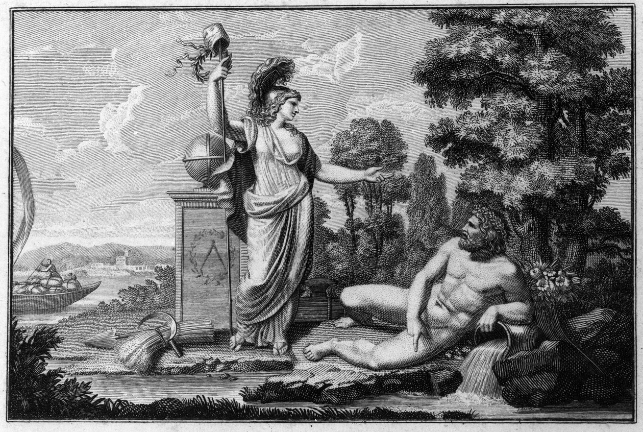 Alegoria da República Cisalpina (Cisalpina) criada por Napoleão Bonaparte em 27/06/1797 sobre o modelo francês na Itália, que se tornou a República Italiana em 1802. Os símbolos da República Francesa estão representados. Gravura Museo del risorgimento, Mil de Unknown artist