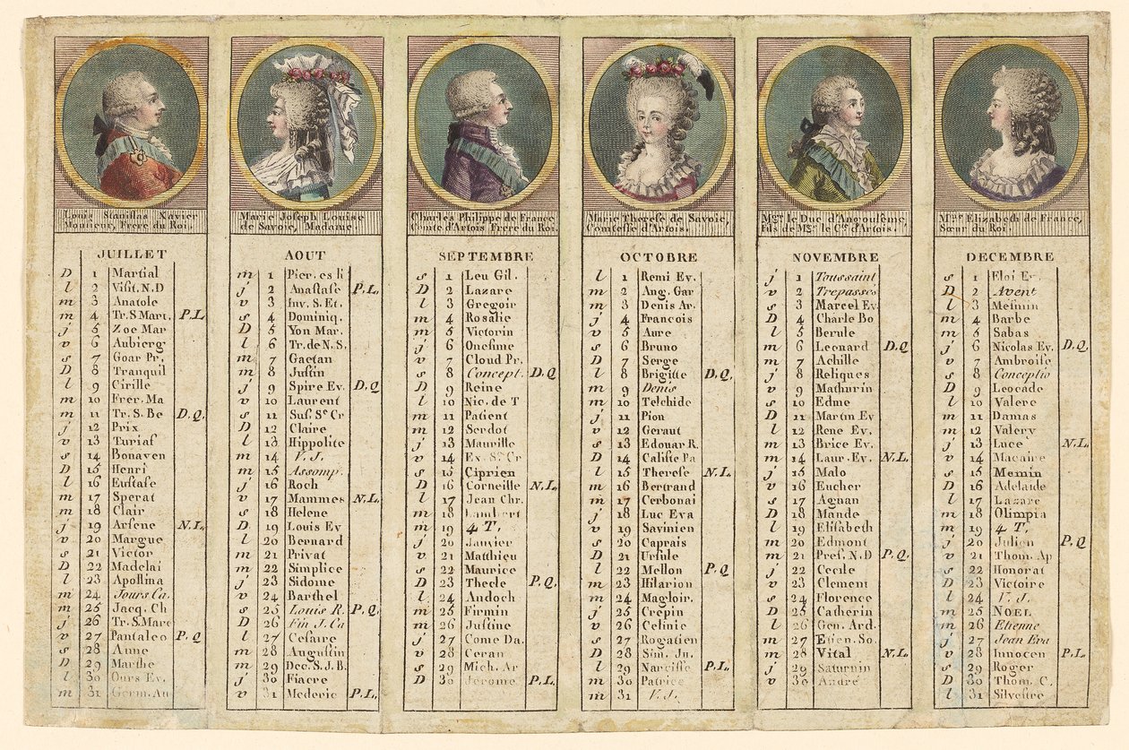 Almanaque para a segunda metade do ano de 1792 de Unknown artist