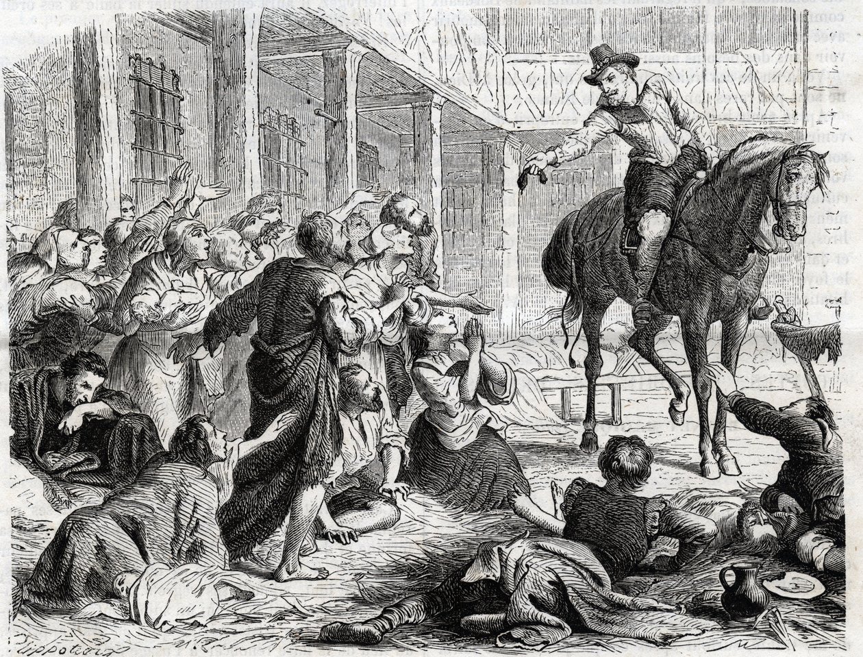 Alphonse (Alfonso Gieronimo) de Ornano 1548-1610 durante a praga de Bordeaux 1604 - gravura de 1860 de Unknown artist