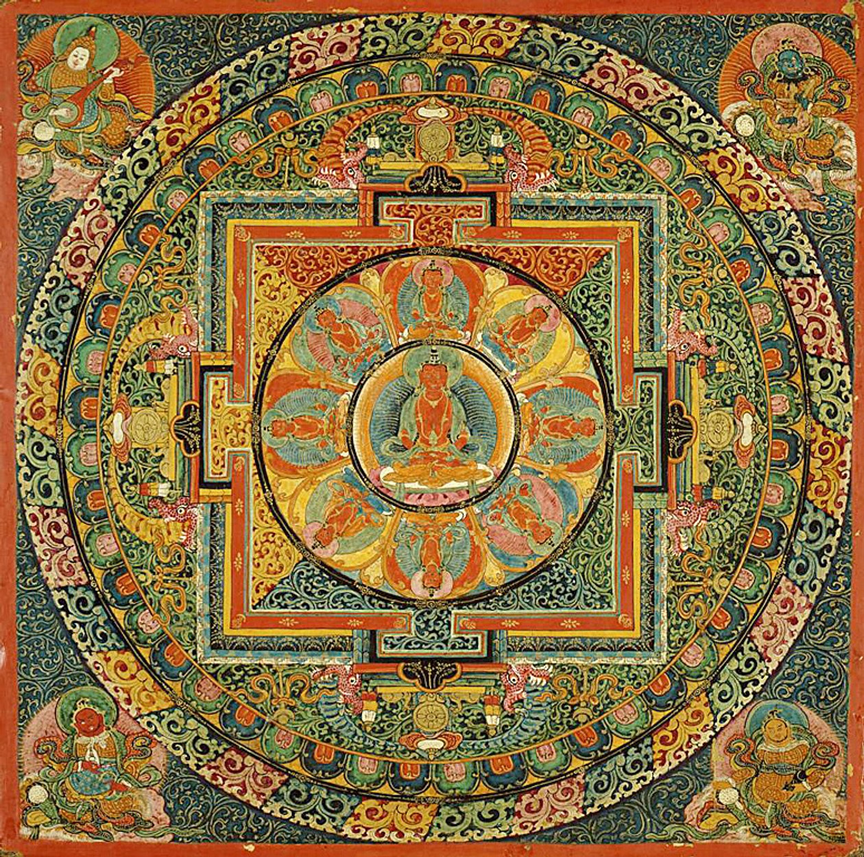 Mesa de altar com Mandala de Amitayus, o Buda da Vida Infinita de Unknown artist