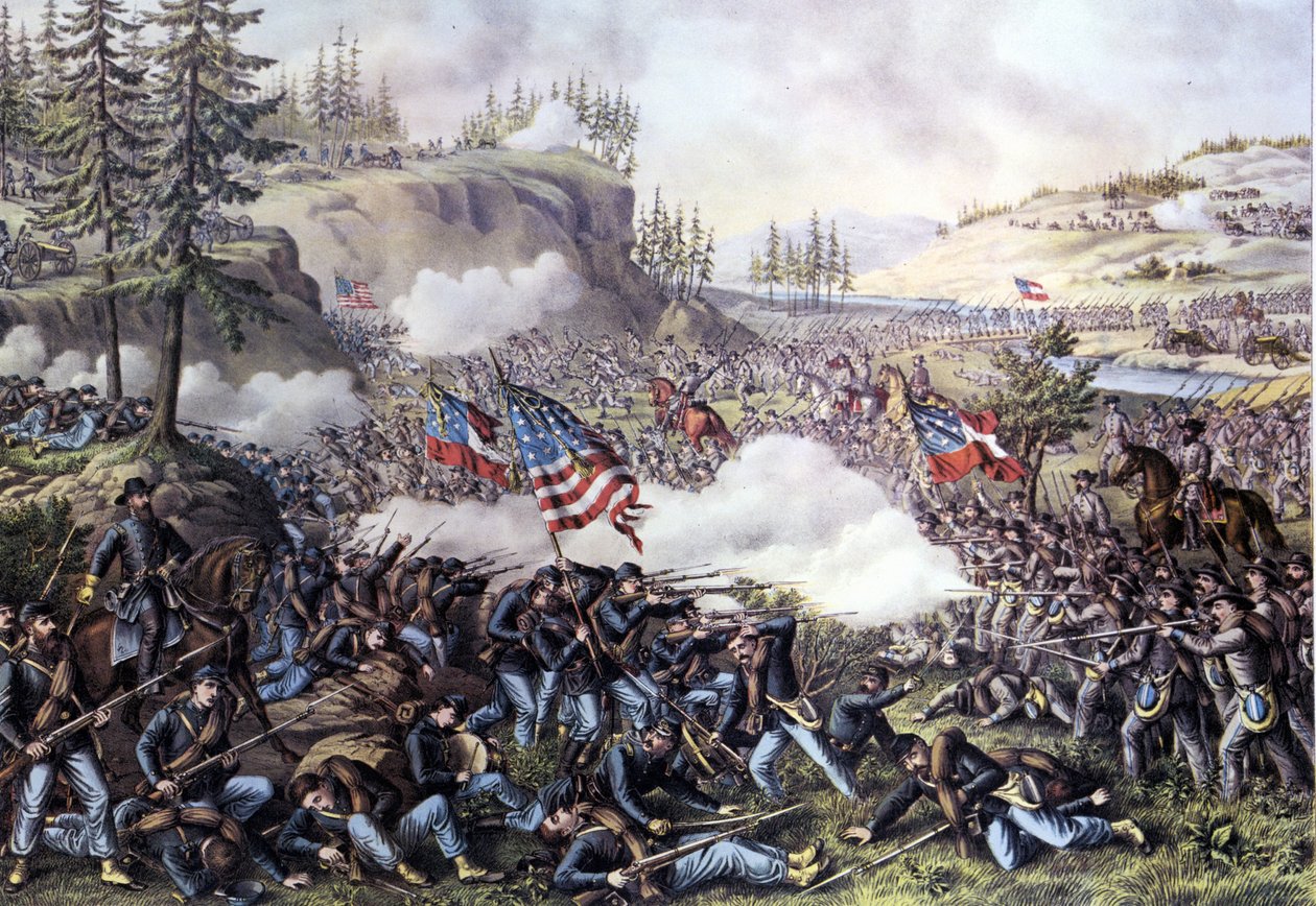 Guerra Civil Americana (1861 - 1865): Batalha de Chickamauga (Geórgia) 18-20 de Setembro de 1863. Gravura do século XIX. de Unknown artist