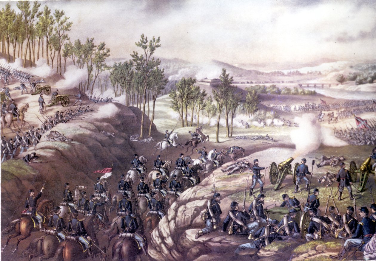 Guerra Civil Americana (1861 - 1865): Batalha de Resaca (Geórgia), 13-15 de Maio de 1864. Gravura do século XIX. de Unknown artist