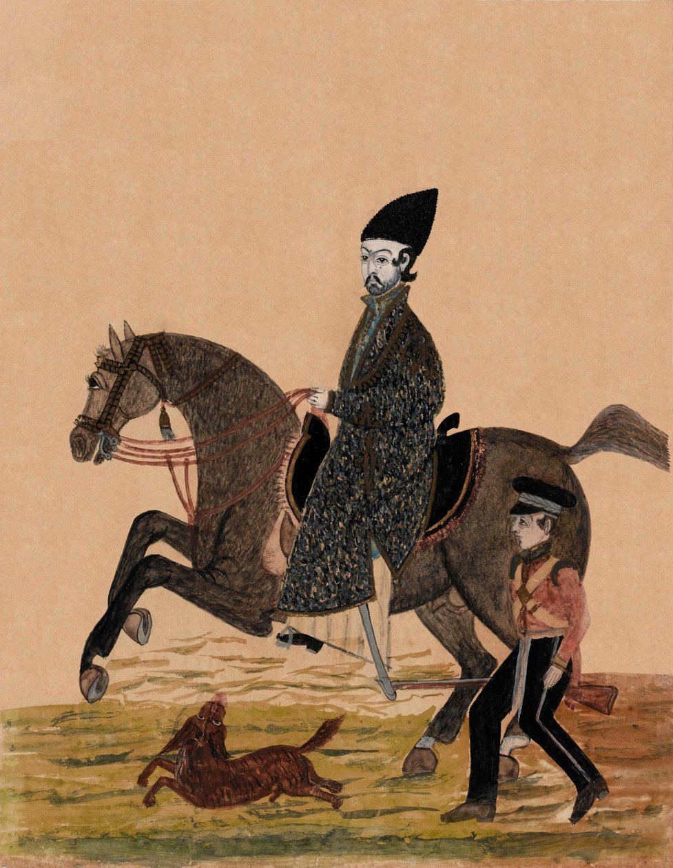 Um Sirdar Afegão [oficial] e um soldado britânico, c.1841 (aguarela) de Unknown artist