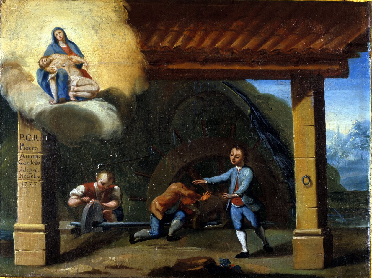 Um acidente com uma máquina hidráulica. de Unknown artist