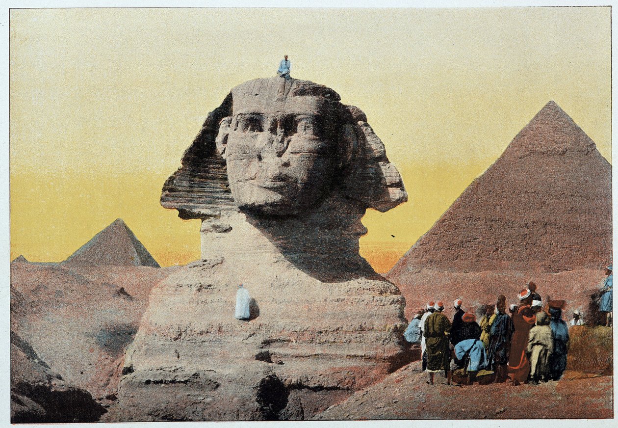 Antigo Egipto: a esfinge e as pirâmides de Giza (Guizeh, Guiseh, Giza, Giza). Final do século XIX. de Unknown artist