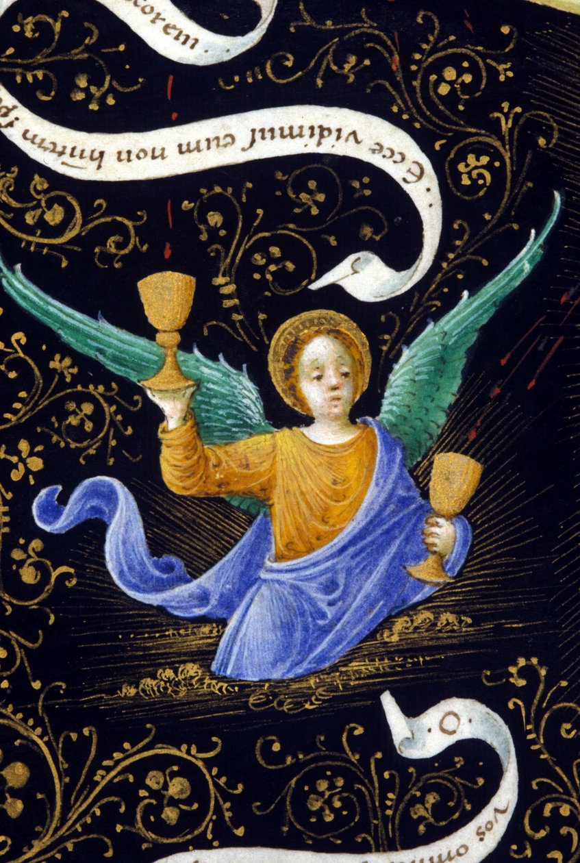 Anjo com dois cálices. Miniatura de Belbello da Pavia de Unknown artist