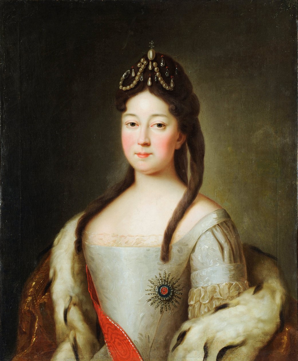 Anna Petrovna de Russie - Retrato da czarevna Anna Petrovna da Rússia (1708-1728), filha do Imperador Pedro I da Rússia, Anônimo. Óleo sobre tela, último quarto do século XVIII, Museu Estadual de Arquitetura, História e Arte, Vladimir de Unknown artist