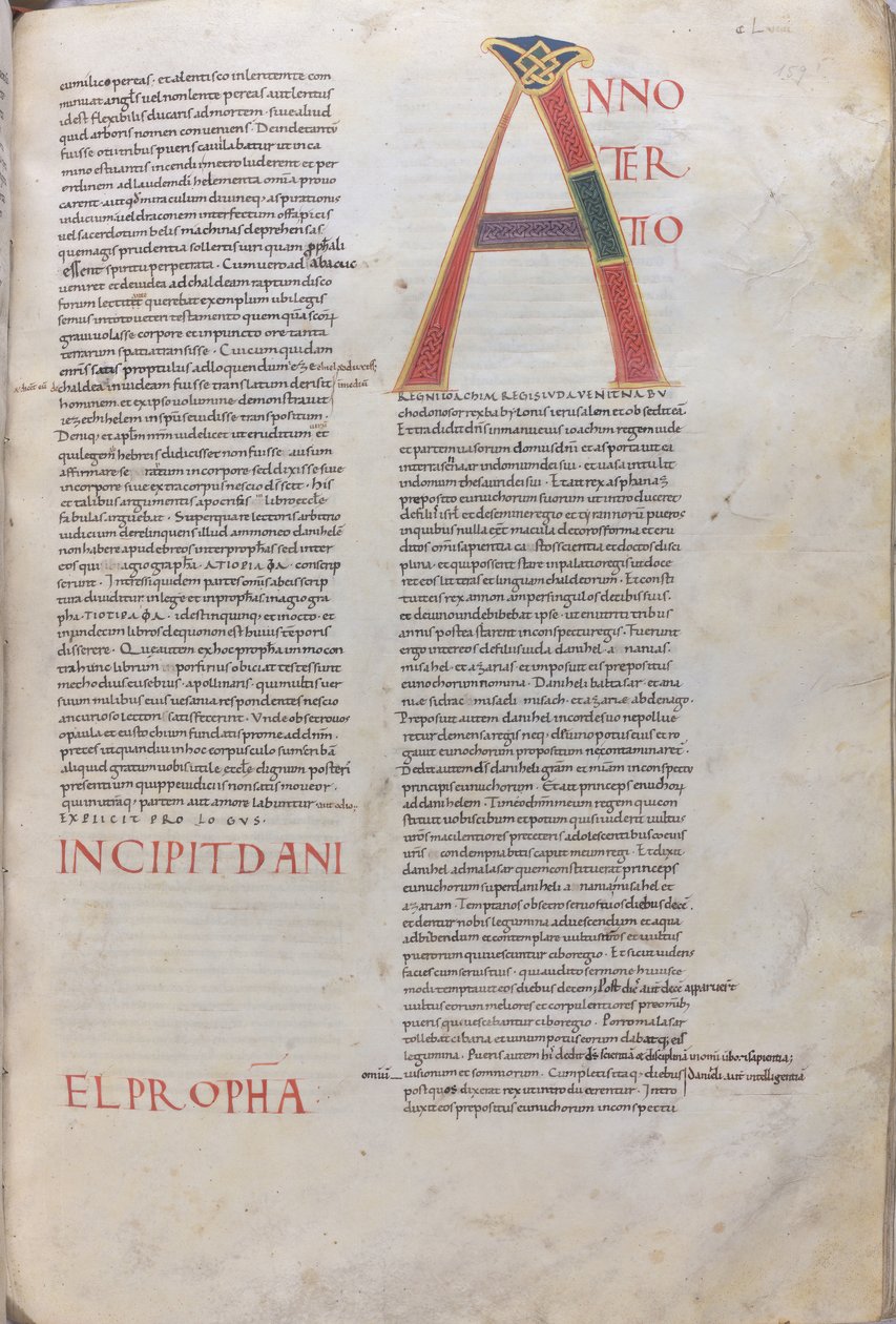 Anno tertio: Incipit Daniel Propha.Incipit do Livro do Profeta Daniel, século XI (miniatura, manuscrito membranoso) de Unknown artist