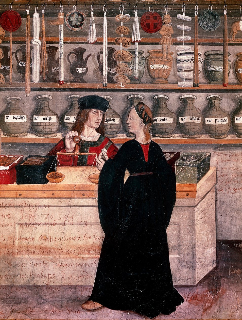 Loja do farmacêutico (fresco) de Unknown artist