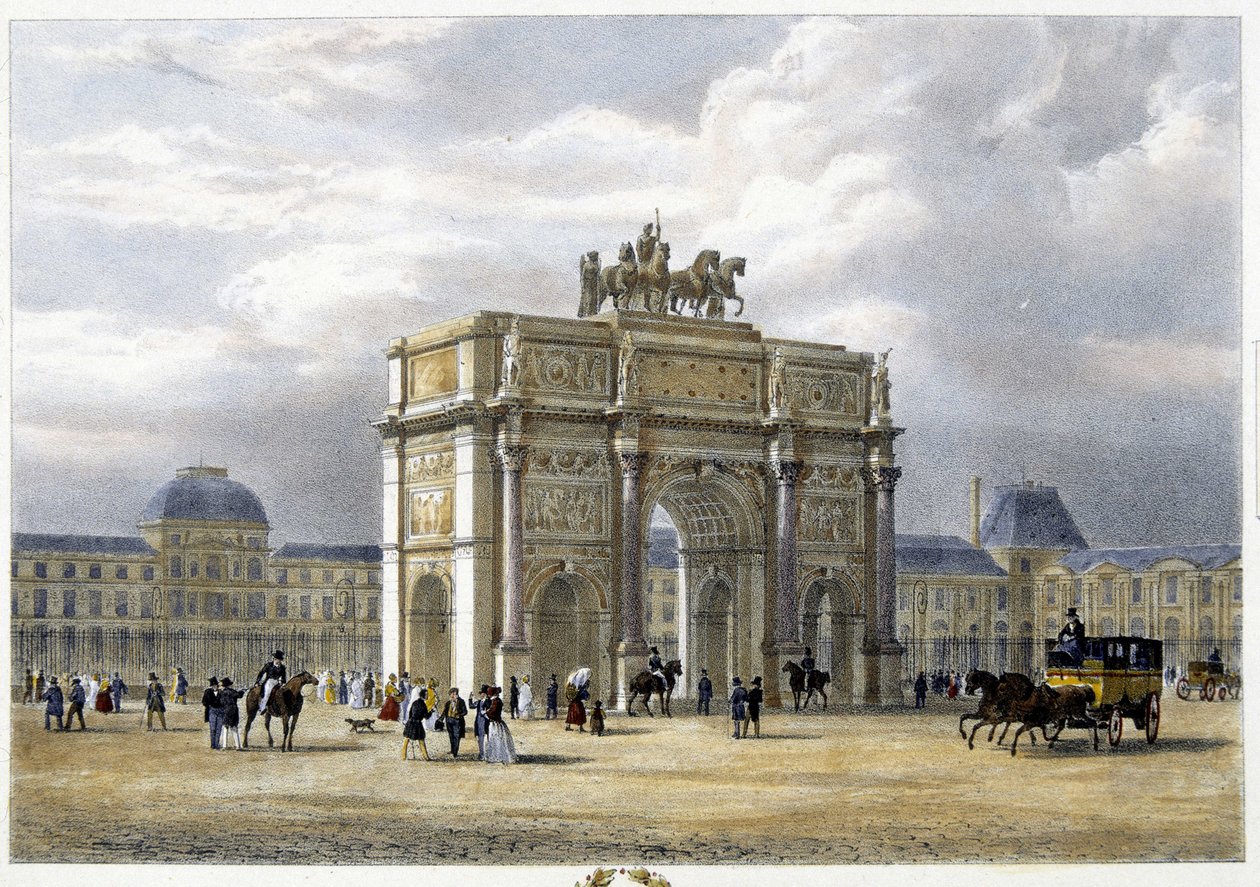 Arco do Triunfo do Carrossel - litografia, por volta de 1830 de Unknown artist