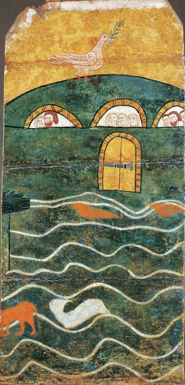 Arche de Noe - Arca de Noé, Anónimo. Tempera no painel, tamanho : 108x52, Fim do 13º cen., Museo de Bellas Artes de Bilbao de Unknown artist