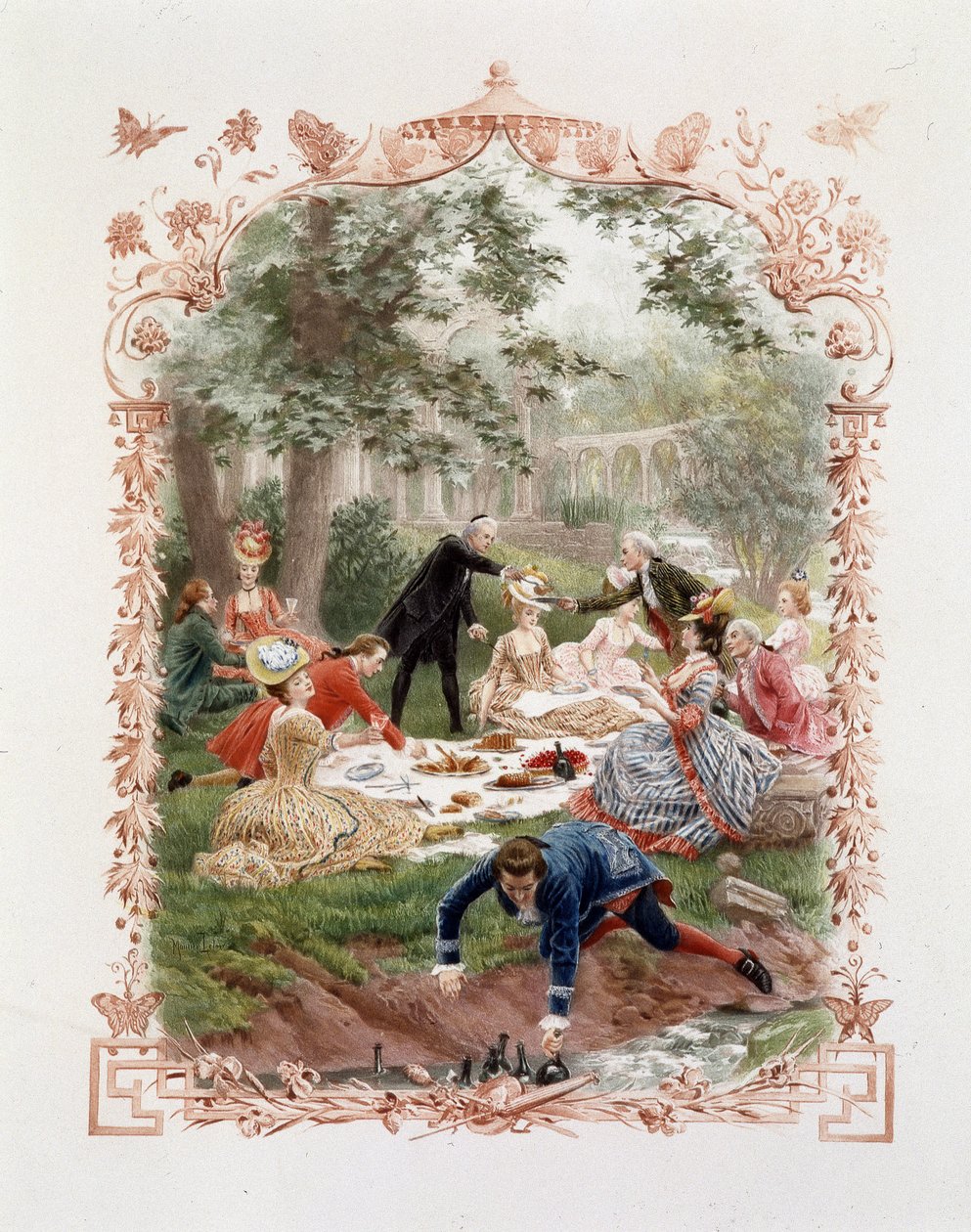 Piquenique aristocrata nos jardins do castelo de Versalhes de Unknown artist