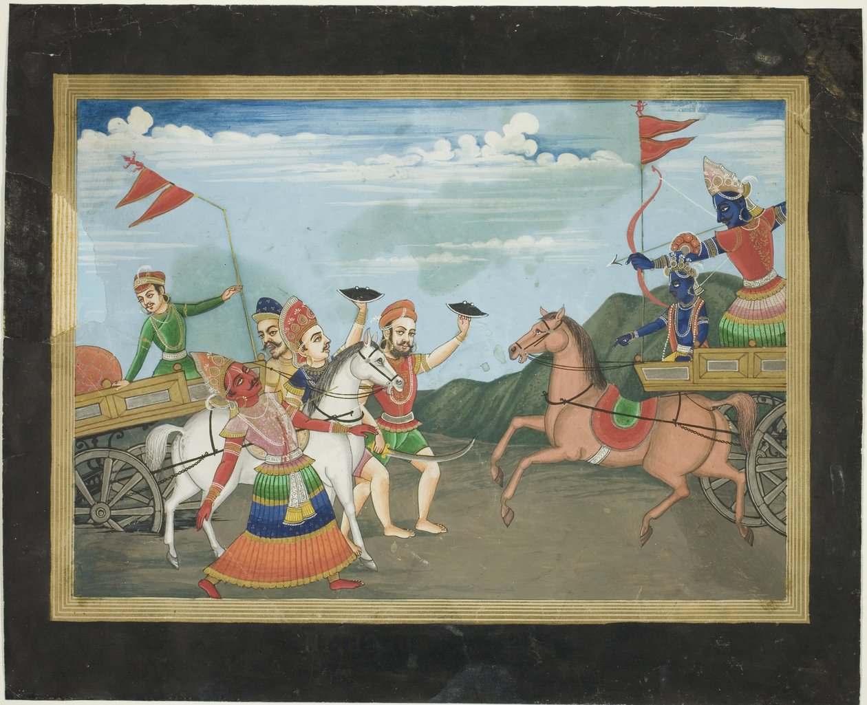 Arjuna mata Karna, página de uma série do Mahabharata de Unknown artist