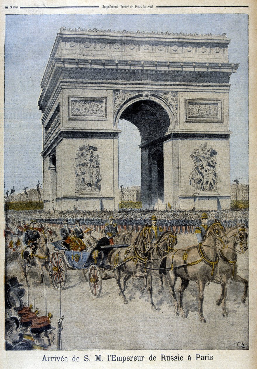 Chegada do Imperador russo Nicolau II a Paris - no "Le Petite Journal" de 11/10/1896 de Unknown artist