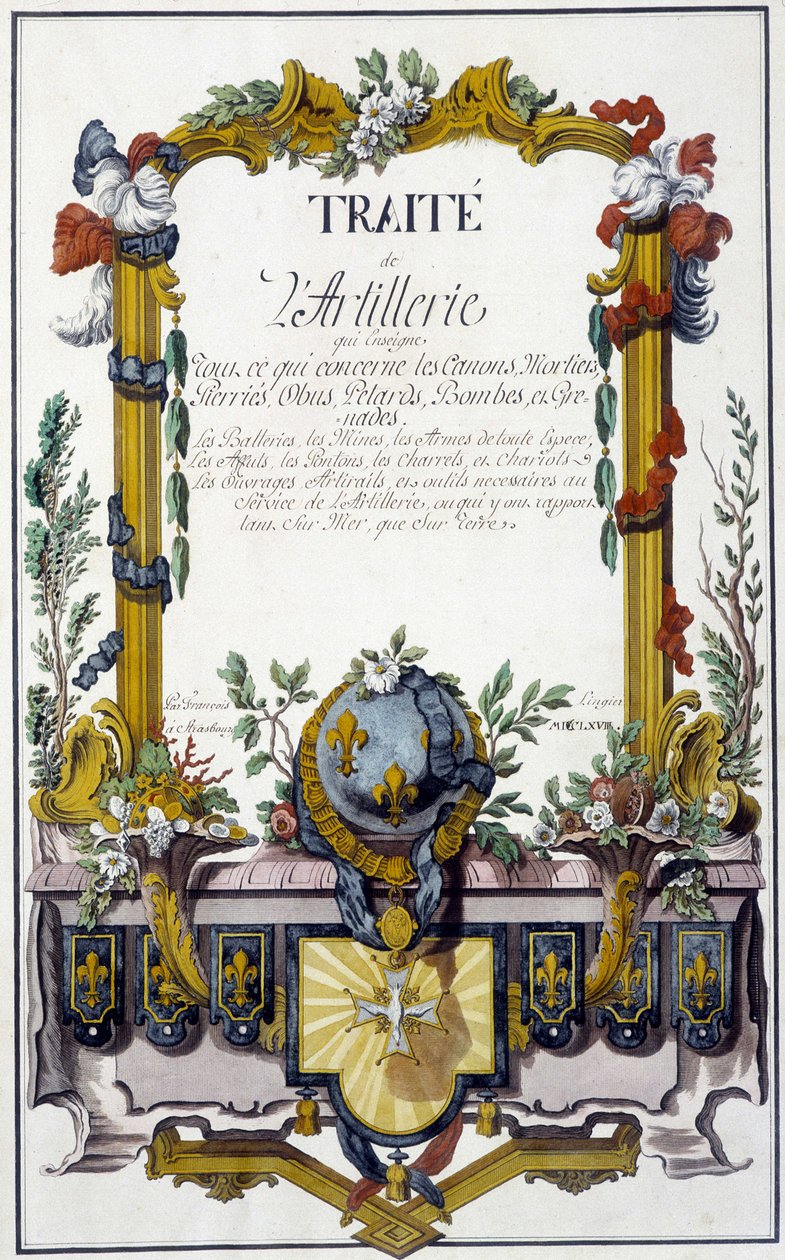Tratado de Artilharia - frontispício do "Tratado de Artilharia", de François Lingier, Estrasburgo de Unknown artist