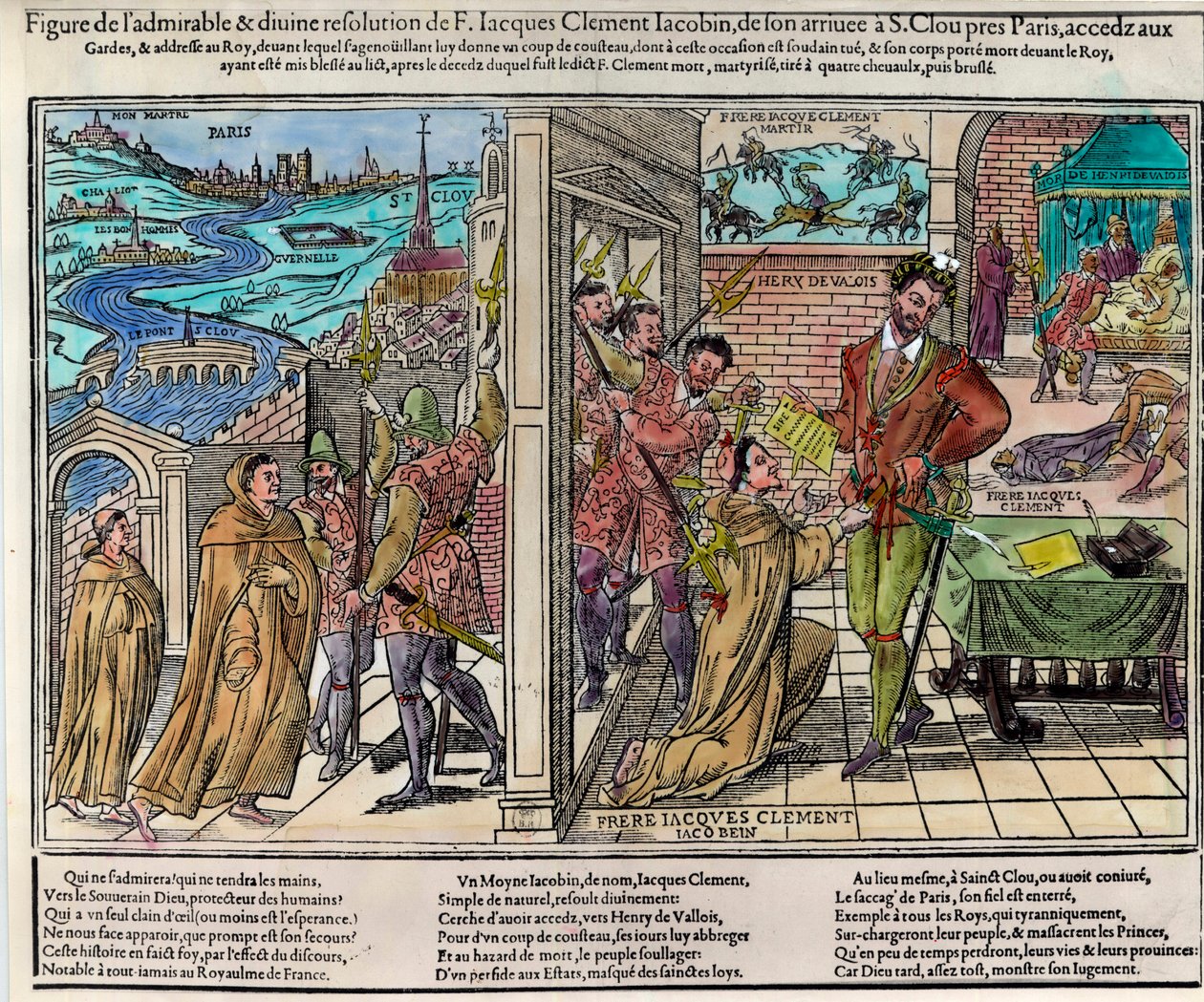 Assassinato do Rei da França Henrique III (1551-1589) por Jacques Clement (1567-1589), religioso dominicano adepto da Liga Católica, em 1º de agosto de Unknown artist