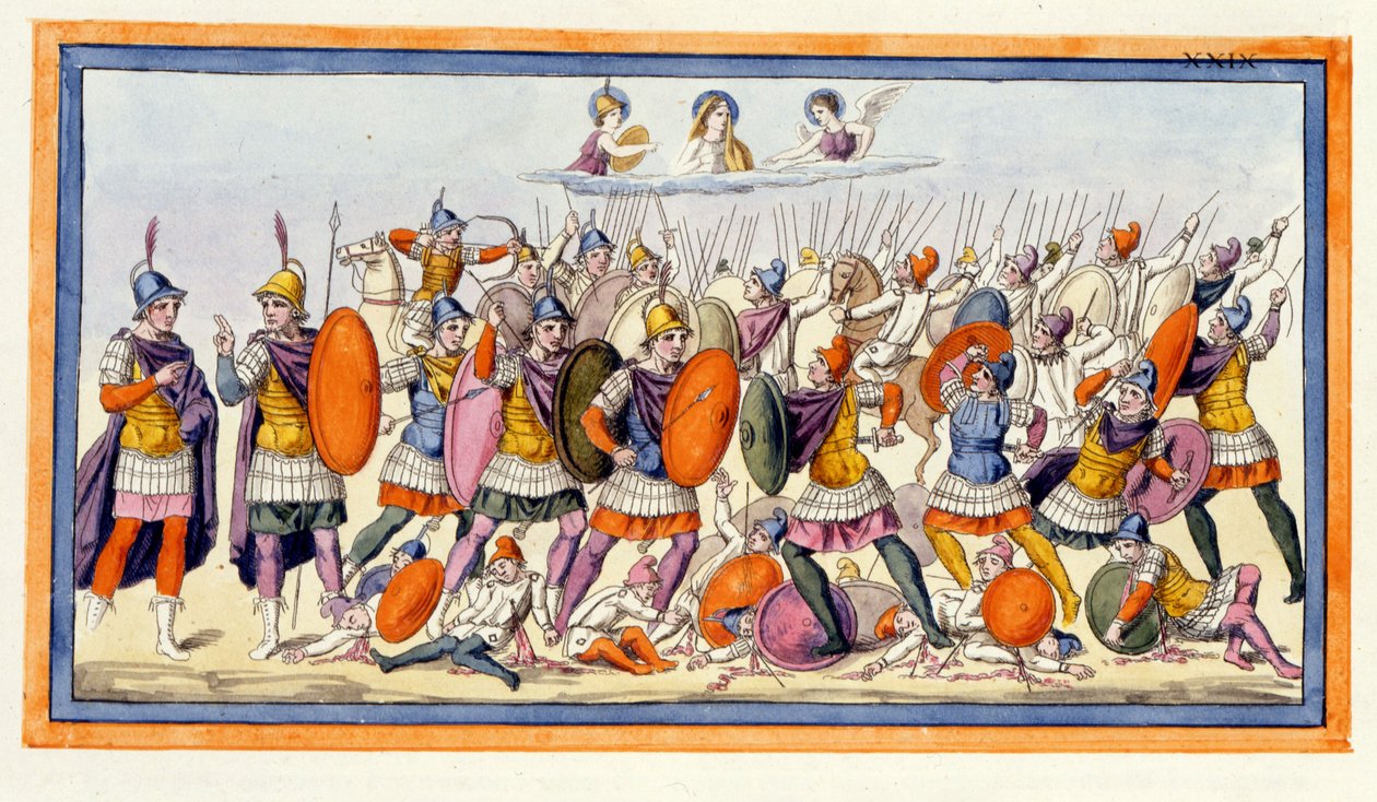 Athena e Hera apoiam os troianos na sua luta contra os gregos. L