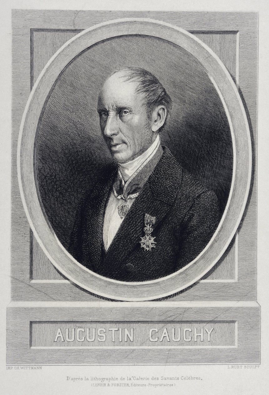 Augustin Louis Cauchy 1789-1857 Matemático inglês - gravura de Unknown artist