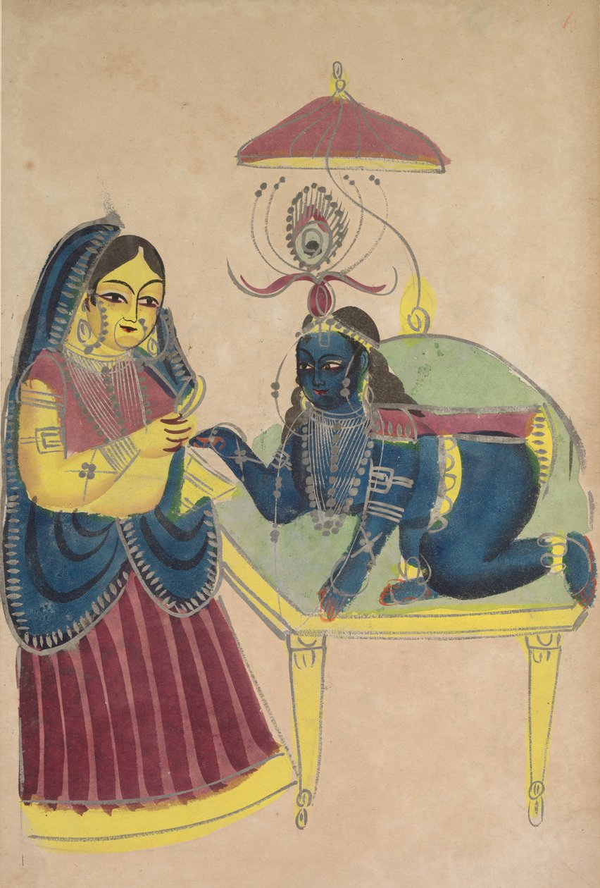 Bebê Krishna pedindo manteiga from Yashoda de Unknown artist