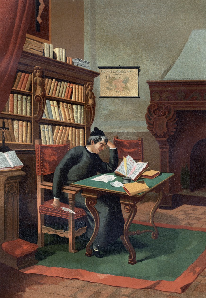 Benoit ARIAS MONTANUS (1527-1598). Famoso teólogo espanhol. depois de "La Ciencia y sus Hombres", de Louis Figuier. Barcelona, 1881. de Unknown artist