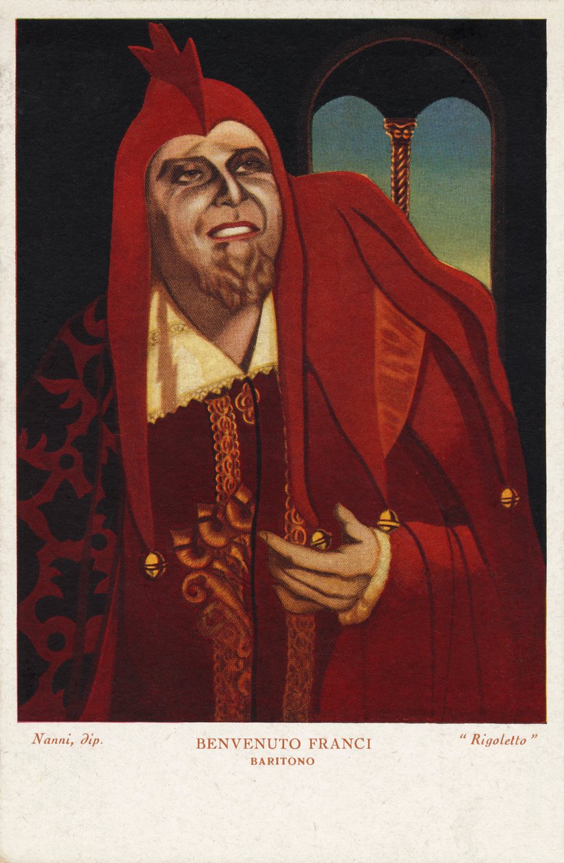 Benvenuto Franci como o barítono italiano "Rigoletto" de Verdi de Unknown artist