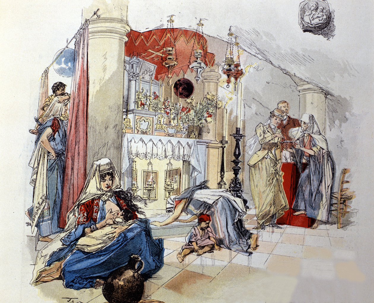 Bethlemm (Cisjordânia): A Caverna do Leite. 1890 de Unknown artist