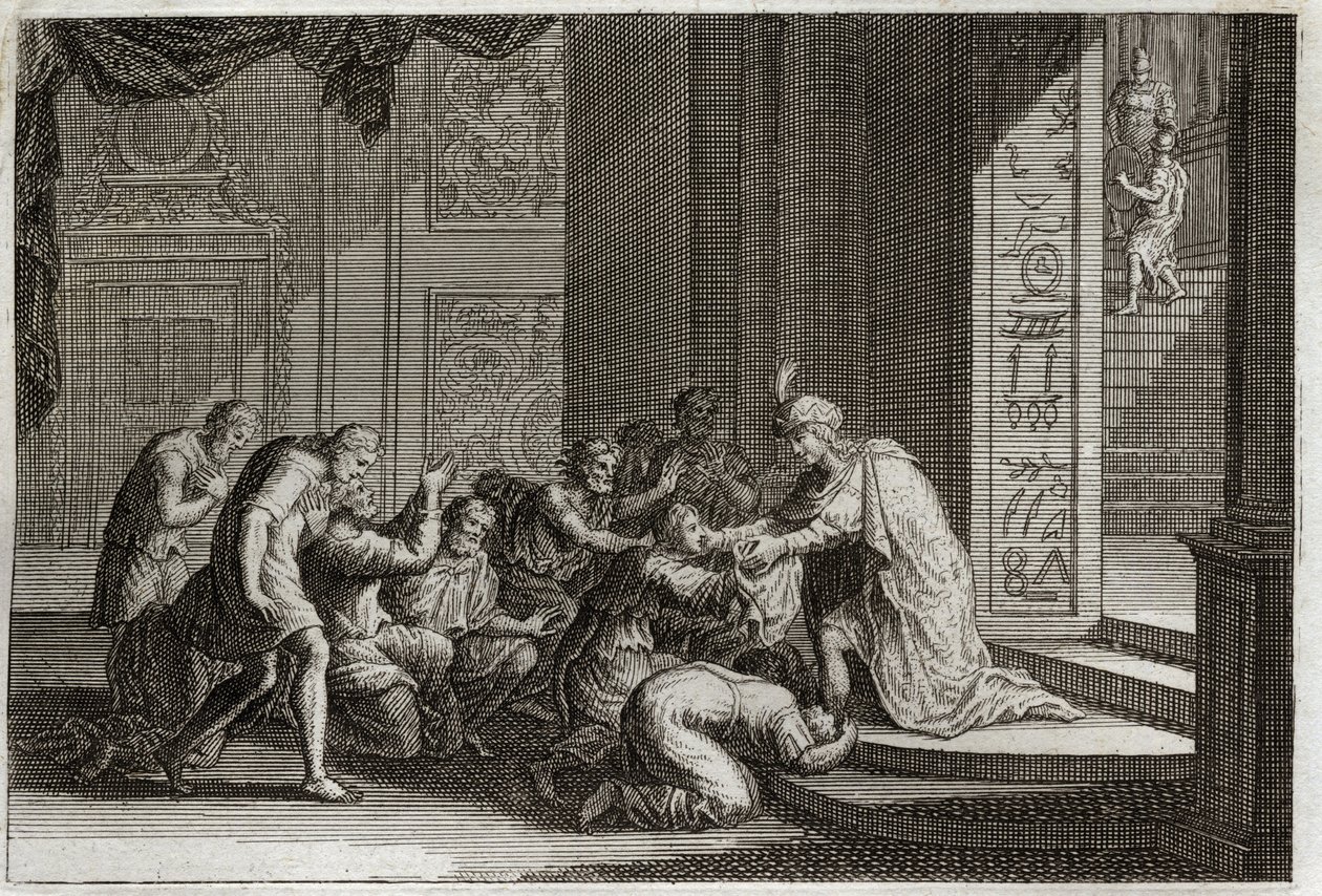 Bíblia de Royaumont, Velho Testamento: José é reconhecido pelos seus irmãos. Ilustração de 1811. de Unknown artist