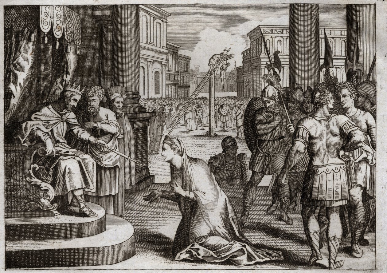 Bíblia de Royaumont, Velho Testamento: Punição de Aman. Assuero I (Xerxes I) pendura Aman (Haman) da forca que ele tinha preparado para Mardochee (ou Mordekhai ou Mordecai), e retira a Edição da Morte que ele tinha publicado em todo o seu reino contra a de Unknown artist