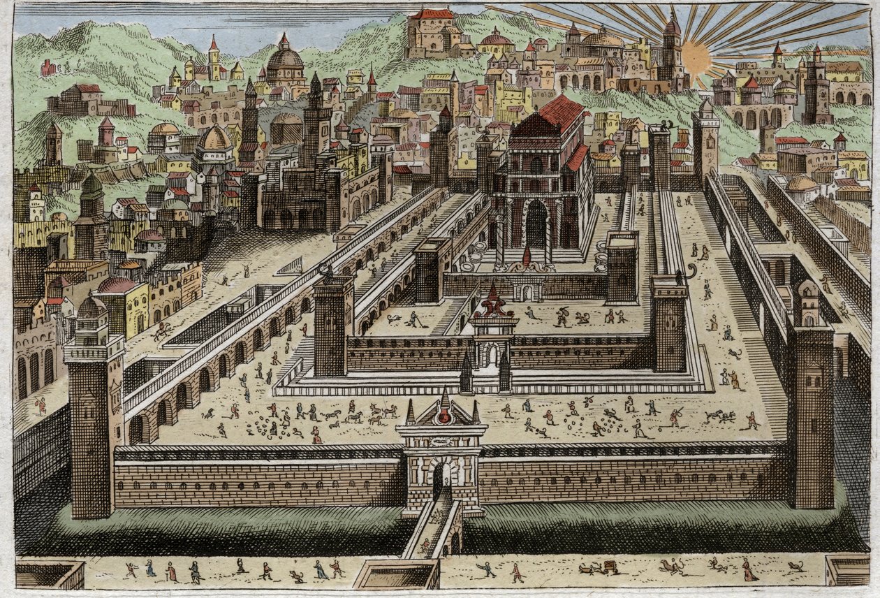 Bíblia de Royaumont, Velho Testamento: Templo de Salomão - Salomão construiu o Templo em Jerusalém - Ilustração de 1811 de Unknown artist