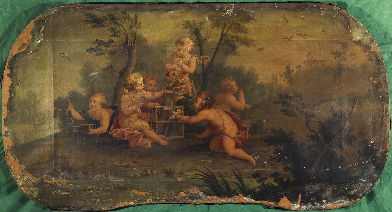 Crianças-pássaro ou primavera, entre 1701 e 1800 (óleo sobre tela) de Unknown artist