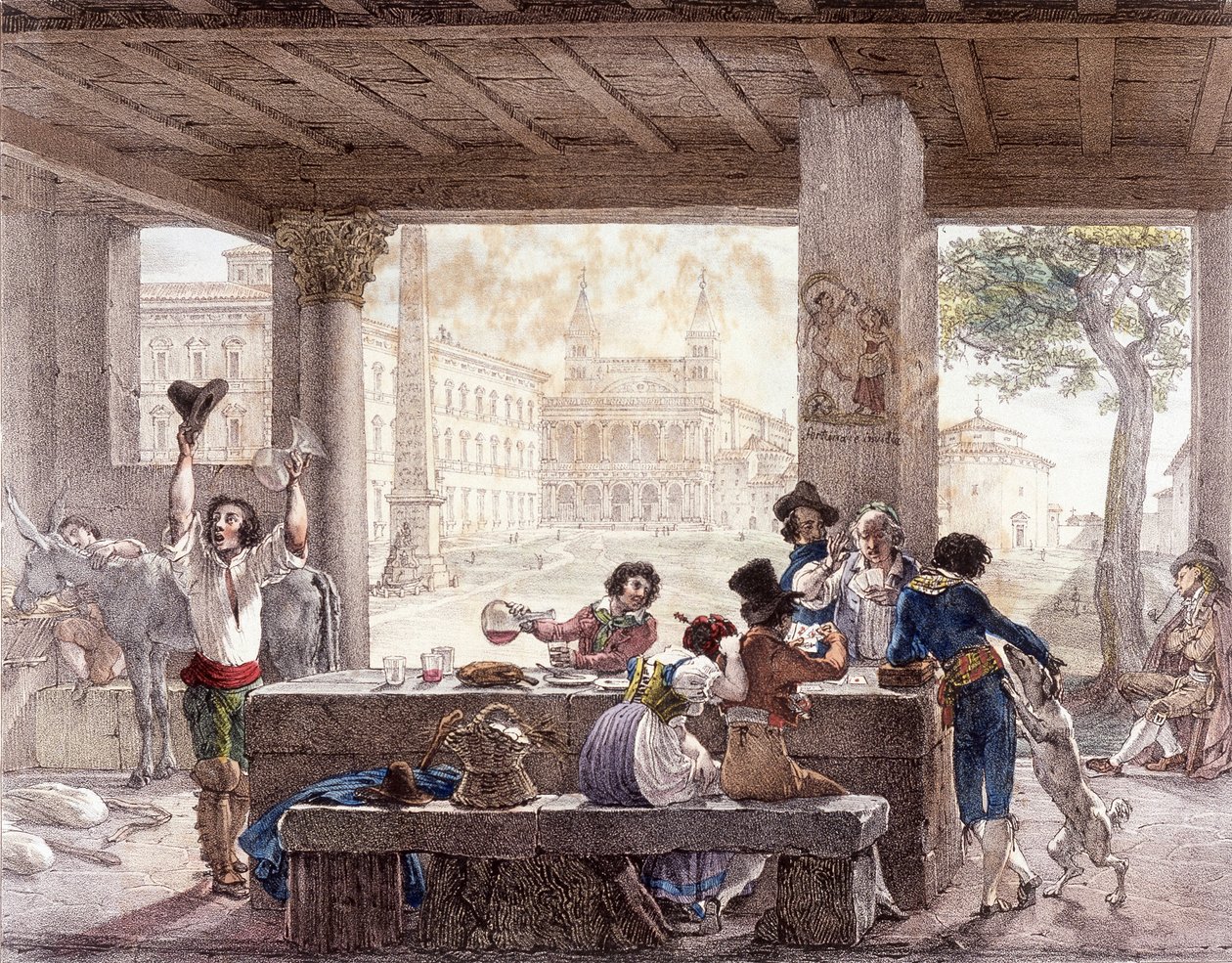 Bistrô em Roma por volta de 1820. de Unknown artist
