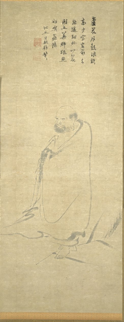Bodhidharma cruzando o Yangzi em um junco de Unknown artist