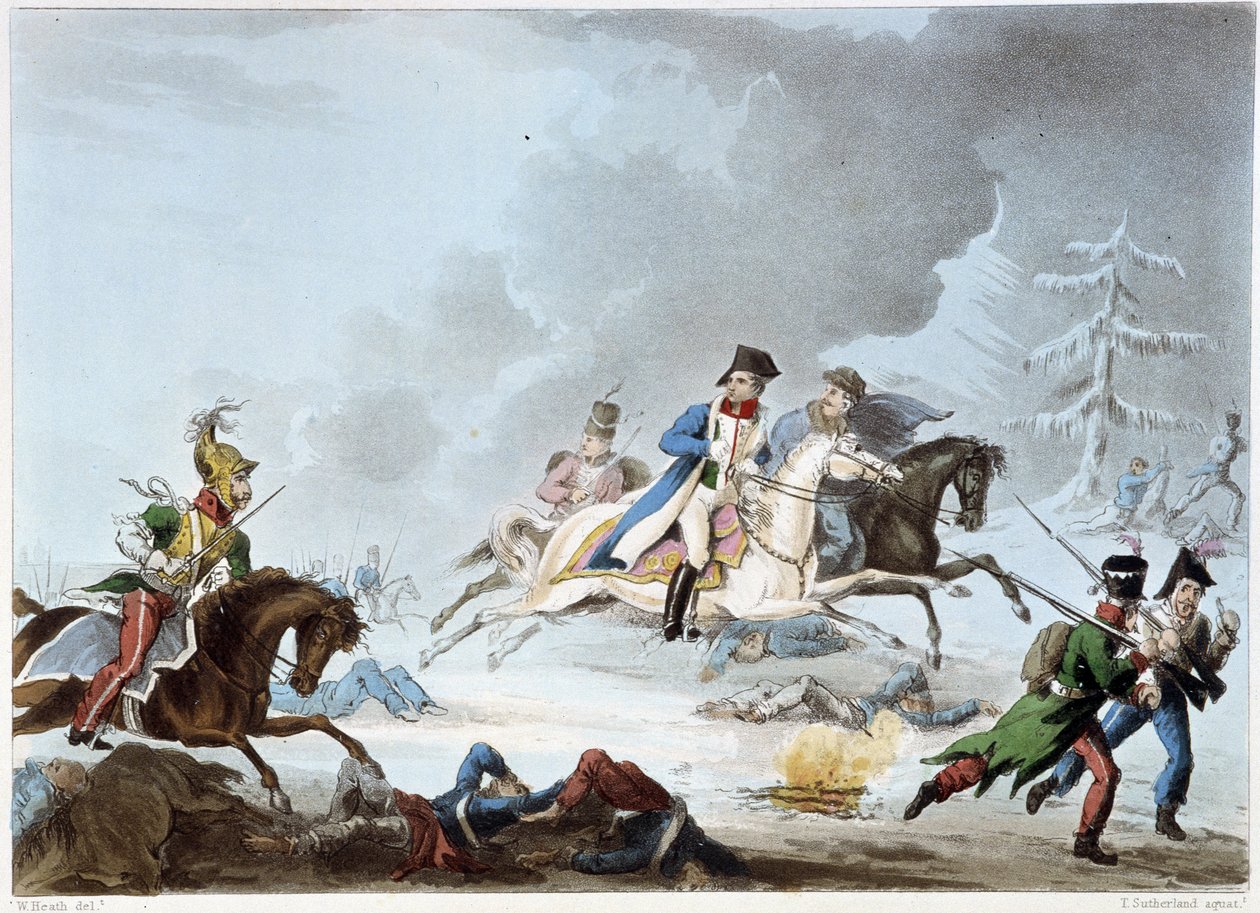 Bonaparte na Batalha de Krasnoi - em "Napoleonic Wars" por Sutherland, Dubourg, Londres de Unknown artist