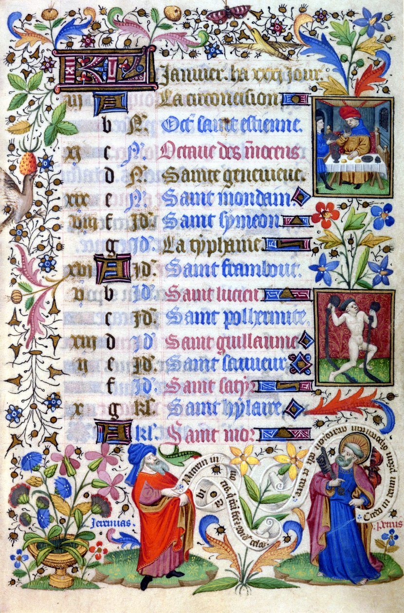 Livro de horas do século XV. O mês de Janeiro. Milão, Biblioteca Trivulziana. de Unknown artist