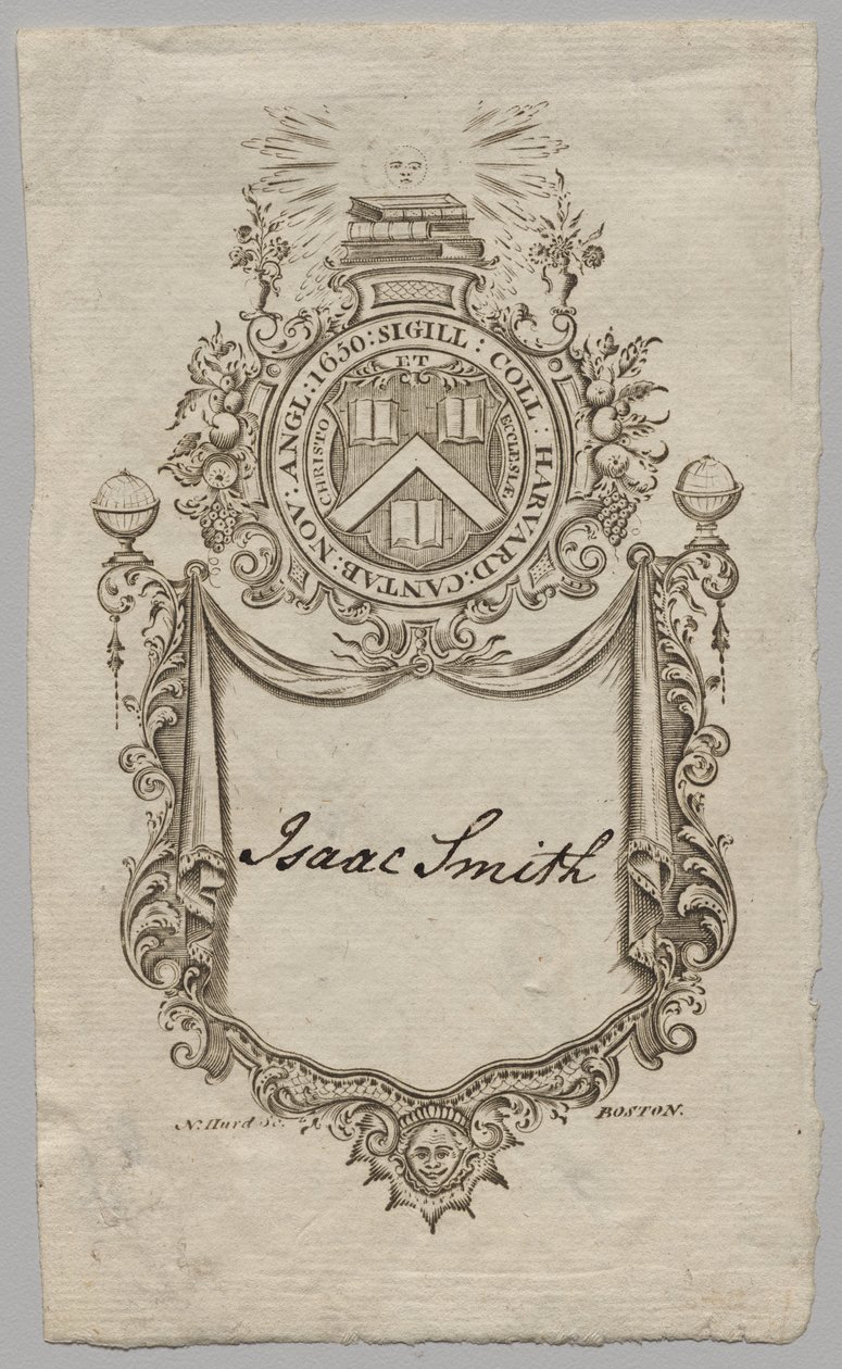 Bookplate: Brasão de armas com Isaac Smith inscrito de Unknown artist