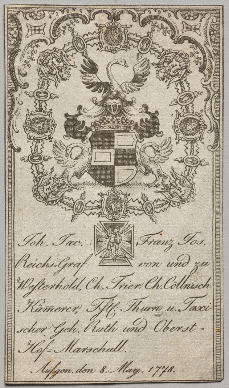 Exemplar: João. jac Franz Joseph, Conde Imperial de Westerhold de Unknown artist