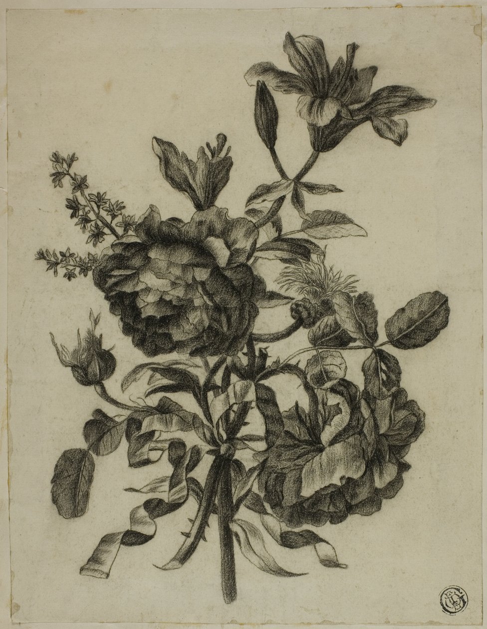 Buquê de rosas e lírios de Unknown artist
