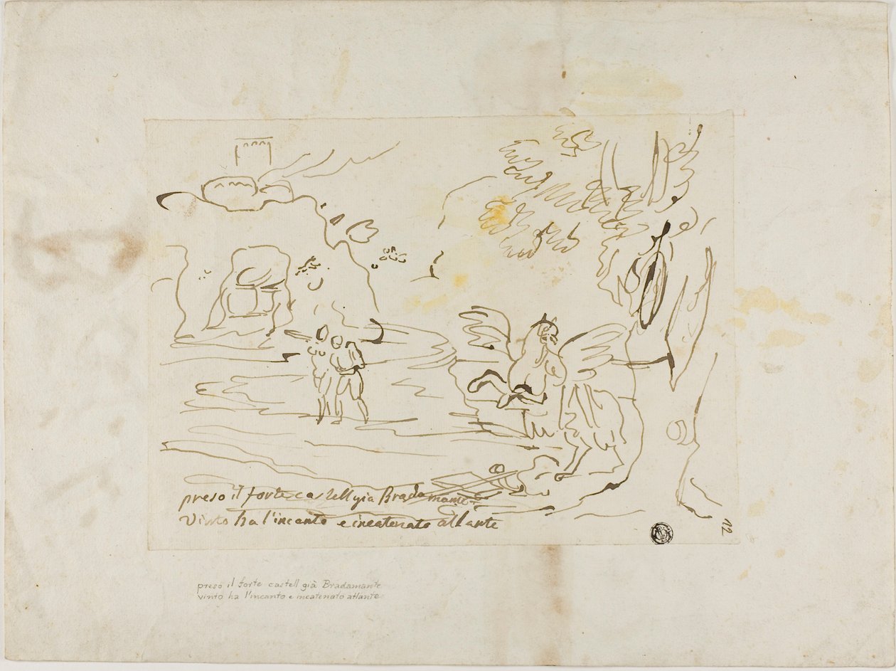 Bradamante Enfeixa e Acorrenta Atlanta perto da Fortaleza de Unknown artist